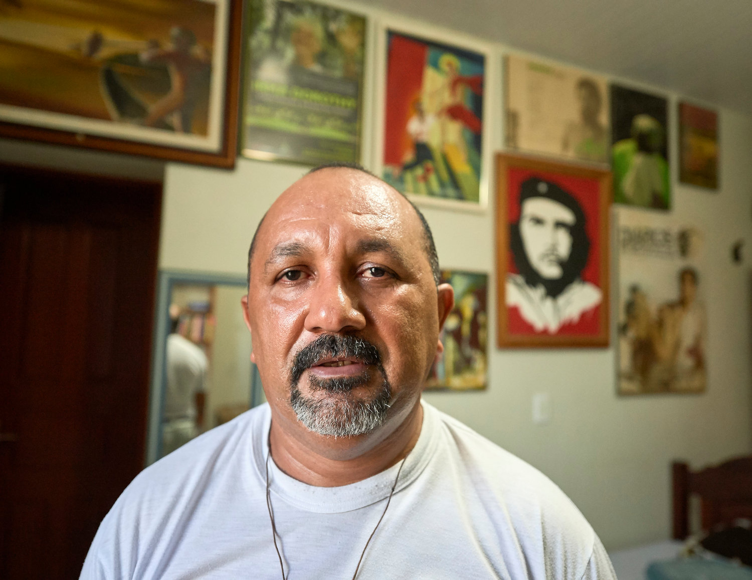Father Jose Amaro Lopes de Souza speaks to an interviewer in Altamira, Brazil, in April 2019, when he was living under house arrest in the bishop's residence. Father de Souza continues to be threatened for his work defending landless peasants and small-scale farmers.